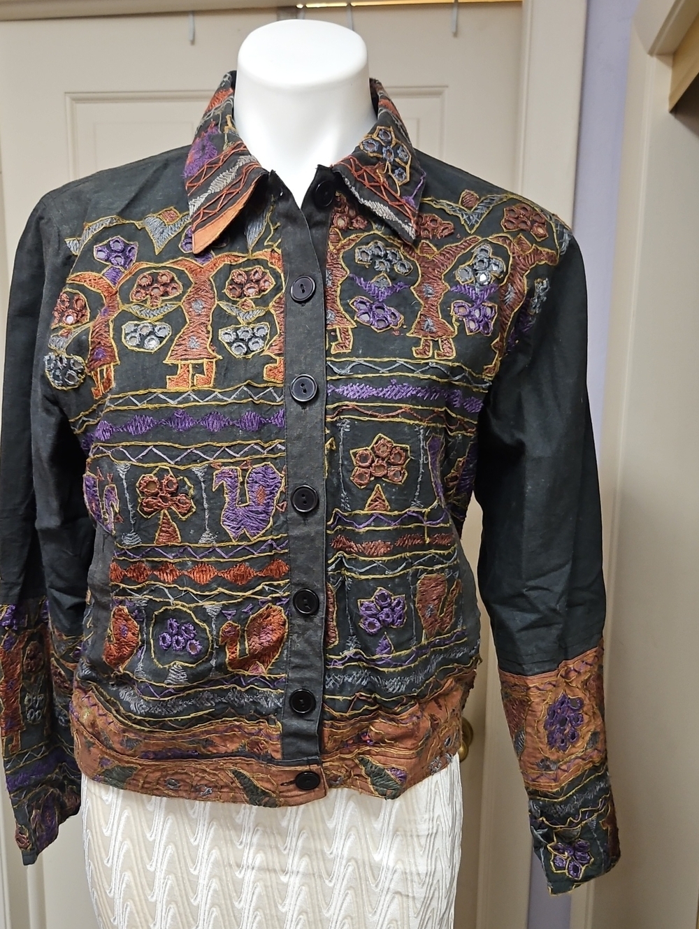 Sacred threads, vintage heavily embroidered, mirrored blazered jacket  pockets